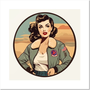 Air Force Dame Fly Girl Bomber Pin Up GIrl Posters and Art